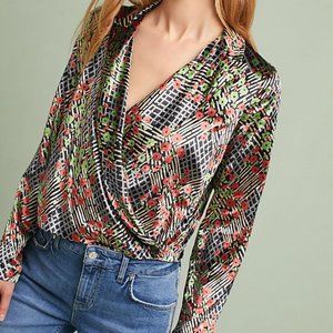 ANTROPOLOGIE Ettitwa Floral Velvet Wrap Blazer 6